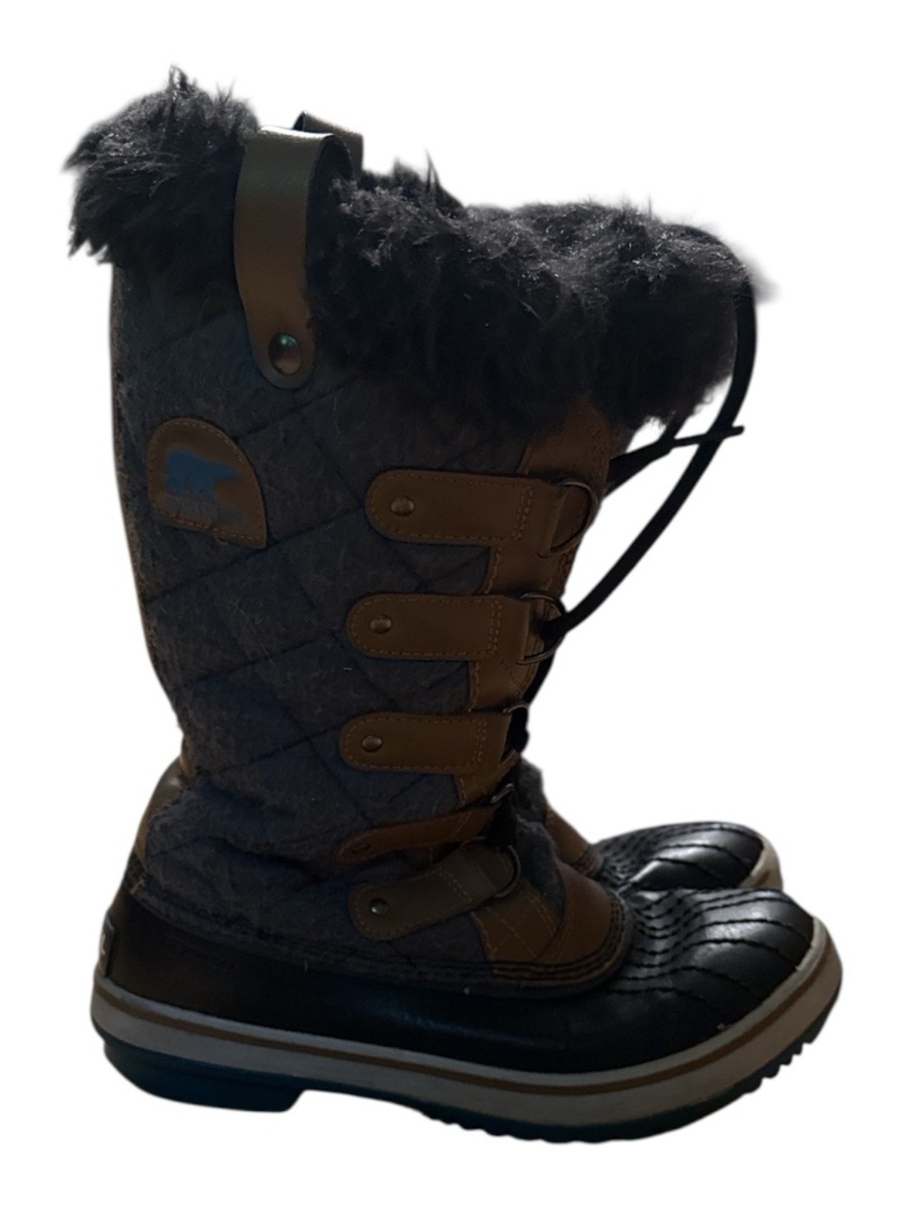 Sorel Tofino Felt Quilted Boots Gray/Black Women's Size 6 - Picture 2 of 4